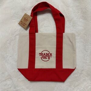 Trader Joe's Mini Red Canvas Tote Bag
